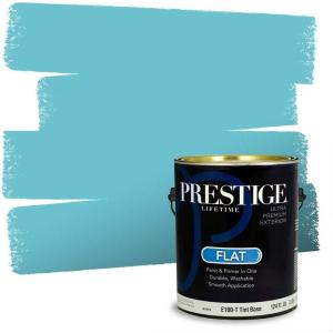imagePRESTIGE Paints Exterior Paint and Primer In One 1Gallon Flat Comparable Match of Benjamin Moore Sea Isle759BMPCM