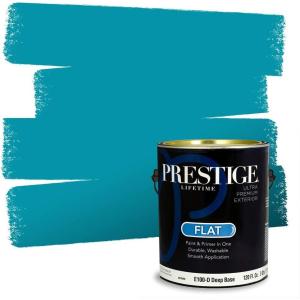 imagePRESTIGE Paints Exterior Paint and Primer In One 1Gallon Flat Comparable Match of Benjamin Moore Sea Isle761BMPCM
