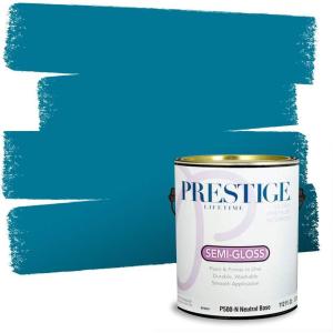 imagePRESTIGE Paints Exterior Paint and Primer In One 1Gallon Flat Comparable Match of Benjamin Moore Sea IsleAmericana