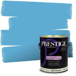 imagePRESTIGE Paints Exterior Paint and Primer In One 1Gallon Flat Comparable Match of Benjamin Moore Sea IsleBlue Bell Island