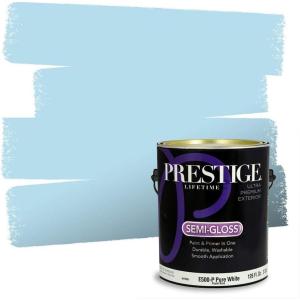 imagePRESTIGE Paints Exterior Paint and Primer In One 1Gallon Flat Comparable Match of Benjamin Moore Sea IsleSkylark Song
