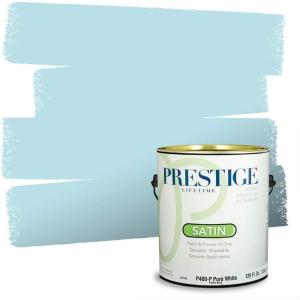 imagePRESTIGE Paints Exterior Paint and Primer In One 1Gallon Flat Comparable Match of Benjamin Moore Sea IsleSkyscraper