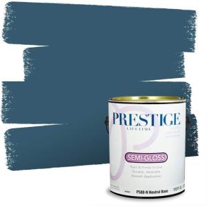 imagePRESTIGE Paints Exterior Paint and Primer In One 1Gallon Flat Comparable Match of Benjamin Moore Sea IsleSummer Nights
