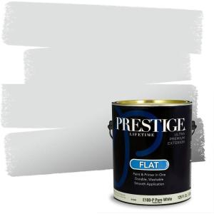 imagePRESTIGE Paints Exterior Paint and Primer In One 1Gallon Satin Comparable Match of Benjamin Moore Cloud White871BMPCM