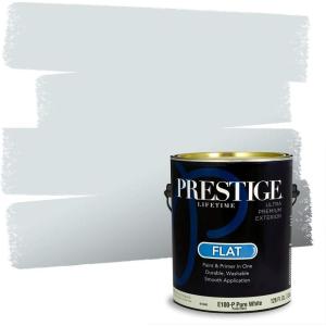 imagePRESTIGE Paints Exterior Paint and Primer In One 1Gallon Satin Comparable Match of Benjamin Moore Cloud White875BMPCM