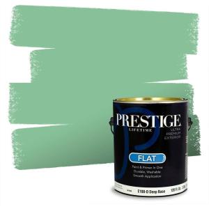 imagePRESTIGE Paints Exterior Paint and Primer In One 1Gallon SemiGloss Comparable Match of Behr Black EvergreenMQ640PCM