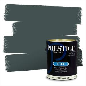 imagePRESTIGE Paints Exterior Paint and Primer In One 1Gallon SemiGloss Comparable Match of Behr Black EvergreenMQ644PCM