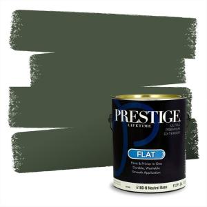 imagePRESTIGE Paints Exterior Paint and Primer In One 1Gallon SemiGloss Comparable Match of Behr Black EvergreenMQ649PCM
