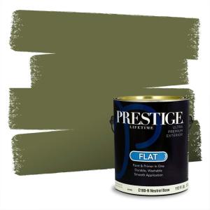 imagePRESTIGE Paints Exterior Paint and Primer In One 1Gallon SemiGloss Comparable Match of Behr Black EvergreenMQ662PCM