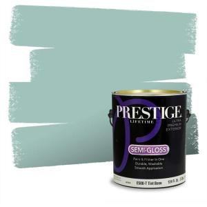 imagePRESTIGE Paints Exterior Paint and Primer In One 1Gallon SemiGloss Comparable Match of Behr Compass BlueCascade Green