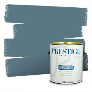 imagePRESTIGE Paints Exterior Paint and Primer In One 1Gallon SemiGloss Comparable Match of Behr Compass BlueHampton Surf
