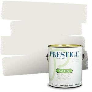 imagePRESTIGE Paints Exterior Paint and Primer In One 1Gallon SemiGloss Comparable Match of Benjamin Moore Sebring WhiteSebring White