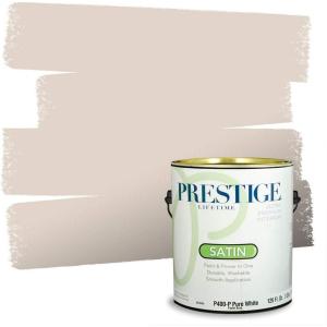 imagePRESTIGE Paints Interior Paint and Primer In One 1Gallon Satin Comparable Match of Benjamin Moore Mocha CreamFrosted Toffee