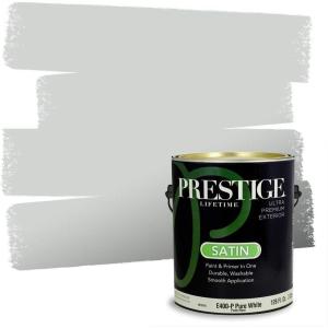 imagePRESTIGE Paints Interior Paint and Primer In One 1Gallon SemiGloss Comparable Match of Benjamin Moore Shaker Gray1604BMPCM