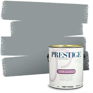 imagePRESTIGE Paints Interior Paint and Primer In One 1Gallon SemiGloss Comparable Match of Benjamin Moore Shaker GrayGibraltar Cliffs