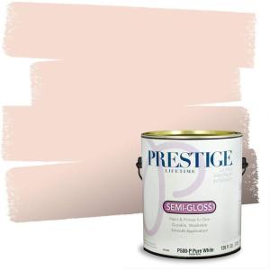 imagePRESTIGE Paints P500P302BM Interior Paint and Primer In One SemiGloss Comparable Match of Benjamin Moore 1 gallon You Are My SunshinePink Moire