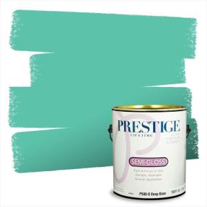 imagePrestige Paints Interior Paint and Primer In One 1Gallon Satin Comparable Match of Benjamin Moore Aberdeen GreenIsland Paradise