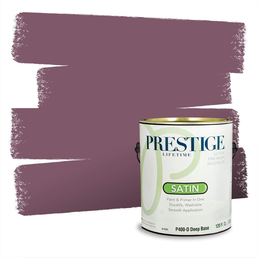 imagePRESTIGE Paints Interior Paint and Primer In One 1Gallon Flat Comparable Match of Valspar Antique CoralVintage Grape