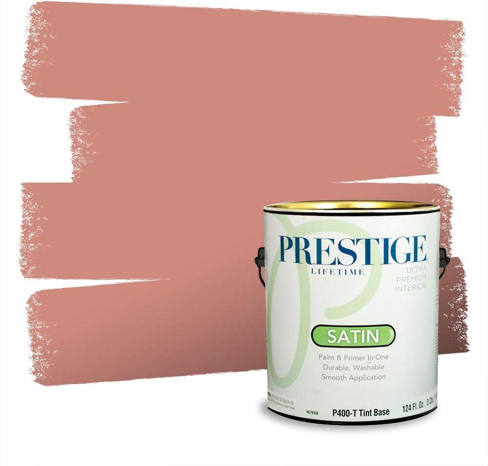 imagePRESTIGE Paints Interior Paint and Primer In One 1Gallon Flat Comparable Match of Valspar Cosmic PinkVintage Coral