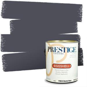 imagePRESTIGE Interior Paint and Primer in One Gargoyle Satin 1 GallonCommuter Gray
