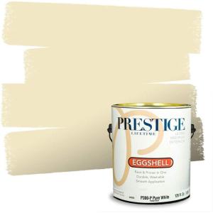 imagePRESTIGE Interior Paint and Primer in One Sun Bird SemiGloss 1 GallonYellow Curtains