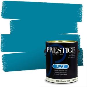 imagePRESTIGE Paints Exterior Paint and Primer In One 1Gallon Flat Comparable Match of Sherwin Williams Blue MosqueBlue Mosque