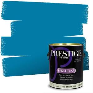 imagePRESTIGE Paints Exterior Paint and Primer In One 1Gallon Flat Comparable Match of Sherwin Williams Blue MosqueBlue Plate
