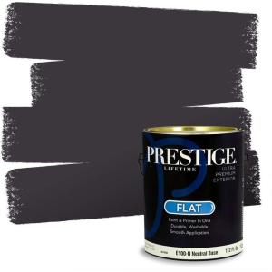 imagePRESTIGE Paints Exterior Paint and Primer In One 1Gallon Flat Comparable Match of Sherwin Williams Bohemian BlackBohemian Black