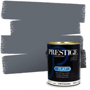 imagePRESTIGE Paints Exterior Paint and Primer In One 1Gallon Flat Comparable Match of Sherwin Williams Bohemian BlackGibraltar