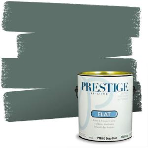 imagePRESTIGE Paints Exterior Paint and Primer In One 1Gallon Flat Comparable Match of Sherwin Williams Bohemian BlackRocky River