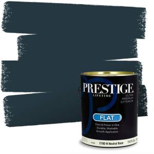imagePRESTIGE Paints Exterior Paint and Primer In One 1Gallon Flat Comparable Match of Sherwin Williams Bohemian BlackSW6237PCM