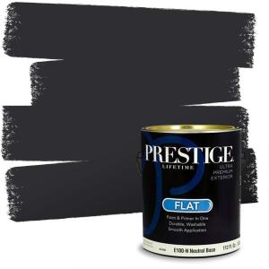 imagePRESTIGE Paints Exterior Paint and Primer In One 1Gallon Flat Comparable Match of Sherwin Williams Bohemian BlackSW6258PCM
