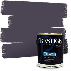 imagePRESTIGE Paints Exterior Paint and Primer In One 1Gallon Flat Comparable Match of Sherwin Williams Bohemian BlackSW6265PCM