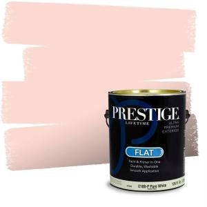 imagePRESTIGE Paints Exterior Paint and Primer In One 1Gallon Flat Comparable Match of Valspar Tulip PinkSnow Pa