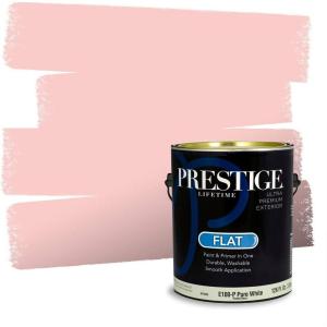 imagePRESTIGE Paints Exterior Paint and Primer In One 1Gallon Flat Comparable Match of Valspar Tulip PinkTea Rose