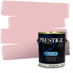 imagePRESTIGE Paints Exterior Paint and Primer In One 1Gallon Flat Comparable Match of Valspar Tulip PinkTulip Petal