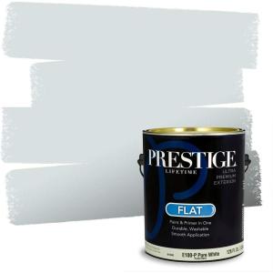 imagePRESTIGE Paints Exterior Paint and Primer In One 1Gallon Satin Comparable Match of Sherwin Williams AleutianMountain Air
