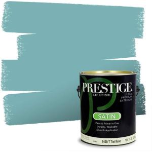 imagePRESTIGE Paints Exterior Paint and Primer In One 1Gallon Satin Comparable Match of Sherwin Williams AleutianReflecting Pool