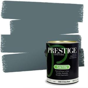 imagePRESTIGE Paints Exterior Paint and Primer In One 1Gallon Satin Comparable Match of Sherwin Williams AleutianRiverway