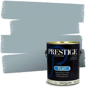 imagePRESTIGE Paints Exterior Paint and Primer In One 1Gallon Satin Comparable Match of Sherwin Williams AleutianSW6220PCM