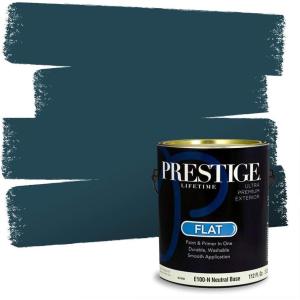 imagePRESTIGE Paints Exterior Paint and Primer In One 1Gallon Satin Comparable Match of Sherwin Williams AleutianSW6230PCM