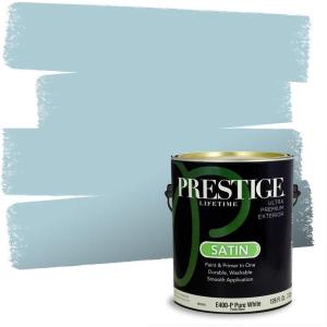 imagePRESTIGE Paints Exterior Paint and Primer In One 1Gallon Satin Comparable Match of Sherwin Williams AleutianSW6499PCM