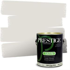 imagePRESTIGE Paints Exterior Paint and Primer In One 1Gallon Satin Comparable Match of Sherwin Williams Black MagicEider White