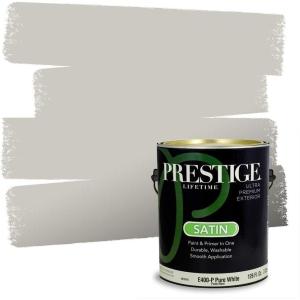 imagePRESTIGE Paints Exterior Paint and Primer In One 1Gallon Satin Comparable Match of Sherwin Williams Black MagicRepose Gray