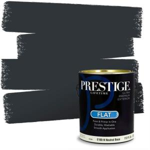 imagePRESTIGE Paints Exterior Paint and Primer In One 1Gallon Satin Comparable Match of Sherwin Williams Black MagicSW6992PCM