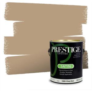 imagePRESTIGE Paints Exterior Paint and Primer In One 1Gallon Satin Comparable Match of Valspar Cincinnatian Hotel Carl Tan