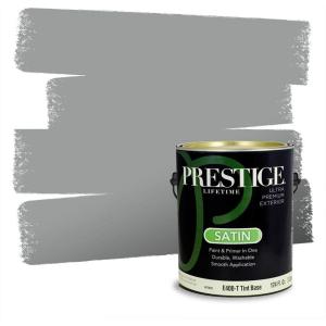 imagePRESTIGE Paints Exterior Paint and Primer In One 1Gallon Satin Comparable Match of Valspar Stone Mason Gray