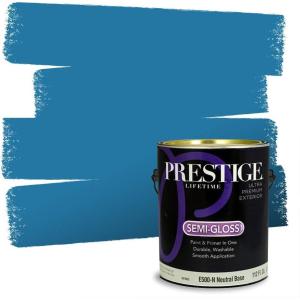 imagePRESTIGE Paints Exterior Paint and Primer In One 1Gallon SemiGloss Comparable Match of Sherwin Williams BiscayDanube