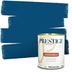 imagePRESTIGE Paints Exterior Paint and Primer In One 1Gallon SemiGloss Comparable Match of Sherwin Williams BiscayDignity Blue