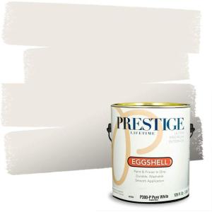 imagePRESTIGE Paints Exterior Paint and Primer In One 1Gallon SemiGloss Comparable Match of Sherwin Williams Pure WhiteSW7001PCM